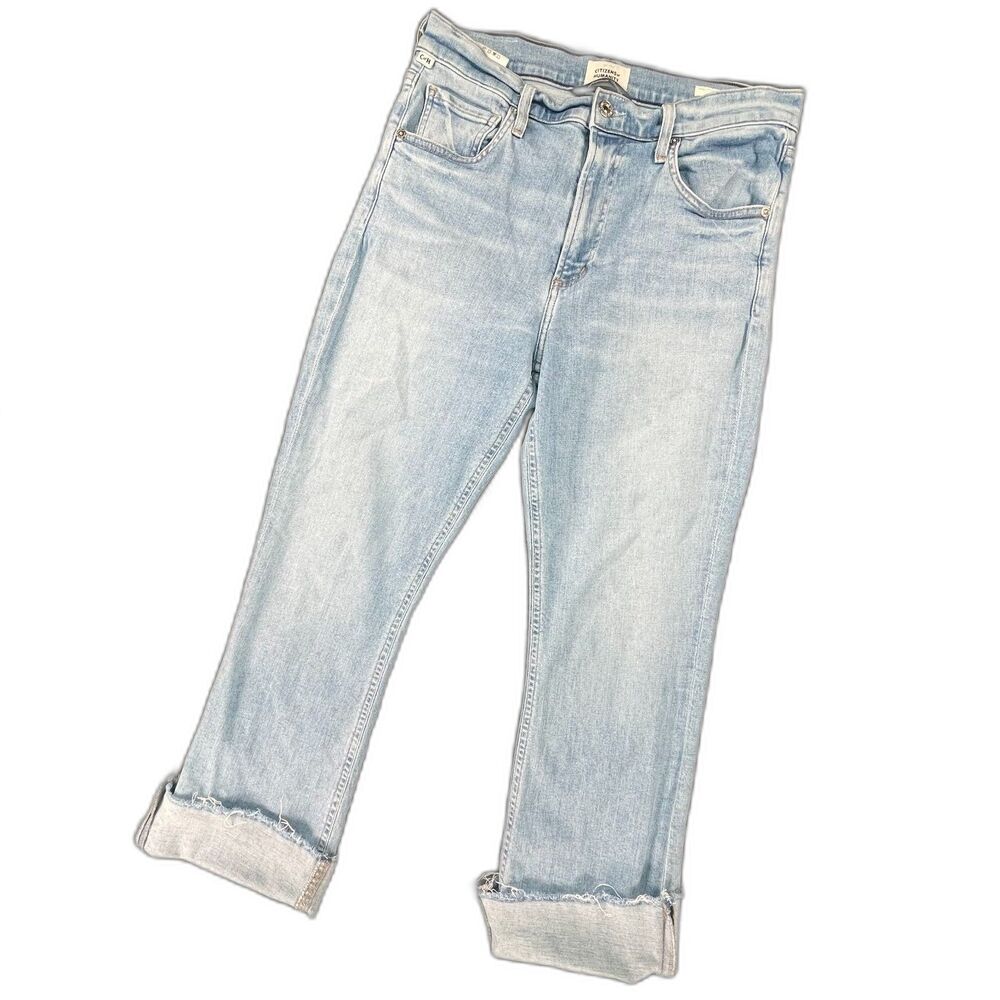 Citizens of Humanity Light Wash‎ Raw Hem Jeans 29 High Rise Straight Crop Y2K